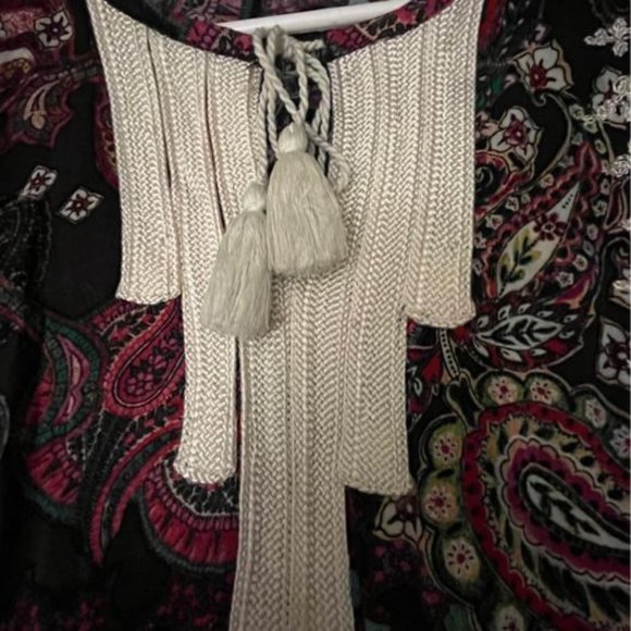 Amazing Moroccan Chocolate Paisley Print Tunic Dress W/ Hand Embroidery, s/m - Picture 2 of 6